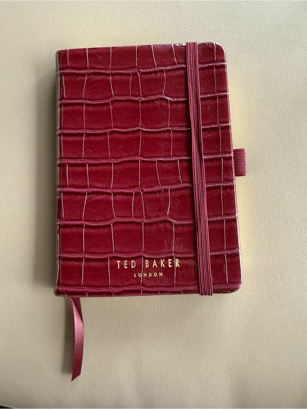 Ted Baker Croc-Embossed Notebook in Wine Red